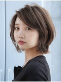 くびレイヤー前髪なしグレージュボブ 外はね【AIN.表参道】川原