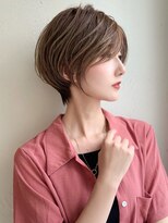 前髪あり耳掛け丸みくびれ大人ショートボブ20代30代40代50代＊