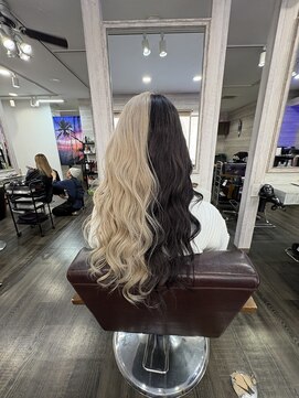 ツートンカラー　ブラック×ブロンド