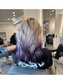 ミーヘアサロン 東京 池袋(MI HAIR SALON)&nbsp;ハイトーンにパープルを仕込んだ、視線を奪うデザインカラー
