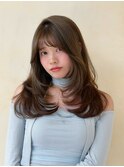 レイヤー/レイヤーカット/オリーブベージュ/ベージュ
