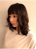 パッツン前髪が可愛いミディアムヘア 担当川瀬賢翁