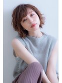 前髪パーマショートボブ[アースカラー/フレンチカジュアル]