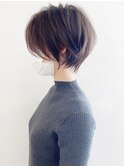 大人可愛い前髪ありのひし形マッシュショートパーマ３0代４0代