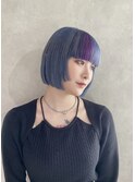 【藤沢横浜】くすみブルー/姫レイヤー/デザインカラー/ボブ