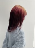 ハイトーンブリーチルーツカラーワインレッドボルドーカラー