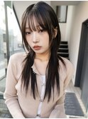 レイヤーカットハッシュカット顔まわりミディアムロング