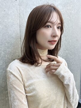 前髪カット／レイヤーカット／インナーカラー／マロンベージュ