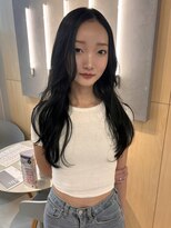 シダ(sida SAIIN) 20代30代韓国ロングレイヤーブルーブラックゆる巻き