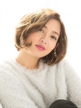 サロンドメルシー (salon de merci) 無造作 カール  マロンベージュ　ナチュラルボブ☆