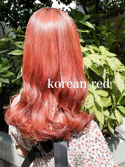 小顔セミロング20代30代髪質改善イルミナオレンジレッド韓国風