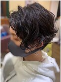 カット+波ウェーブパーマ