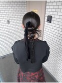 カチモリヘア タイトヘア ベロアリボン 参列ヘア お呼ばれヘア