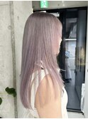 ペールピンクブロンドシルバーホワイトベージュ顔周りレイヤー