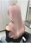 14359ブリーチ＆ダブルカラーベビーピンクホワイトピンク