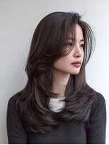 ダル 渋谷/表参道(DAL.)&nbsp;顔周りカットハッシュカットロングレイヤーダークブラウン