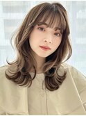 くびれヘア韓国ヘアレイヤーカットぱっつん前髪似合わせカット