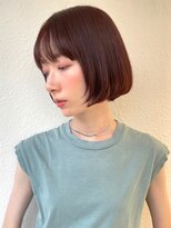 カバーヘア ブリス 志木南口駅前店(COVER HAIR bliss)&nbsp;夏カラーブリーチなしピンクブラウン/ミニボブ切りっぱなしp志木