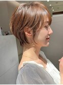 前下がりひし形ショートボブ30代40代50代くびれヘア丸顔面長銀座