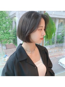 ファースト 仙台店(first) 【韓国風】ブルーブラック×ボブ タンバルモリ 寒色系カラー