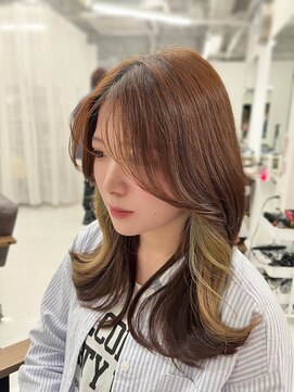 ハピネス 梅田茶屋町店(HAPPINESS) 韓国くびれレイヤーロング オルチャンレイヤー ヘーゼルベージュ