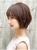 大人ショートボブショートインナーカラー丸みショートカット