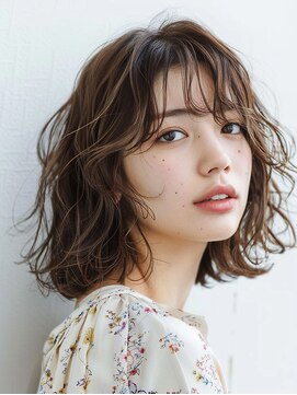 レヴ 草加店(LEV.) 外ハネブルーブラックワイドバング