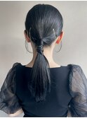 前髪シルキーベージュタイトヘアアレンジa