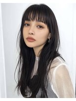 オンク 新宿(onk)&nbsp;黒髪/グレーベージュ/レイヤーロング/前髪パーマ[新宿駅]