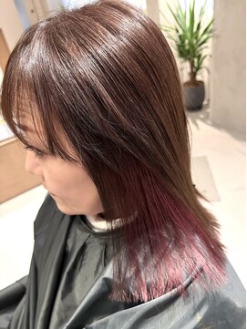 ブリーチなしインナーカラー“ピンク”×パープルブラウン