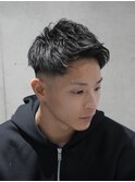 MEN'S/アップバングショート×スキンフェード/短髪/2ブロック
