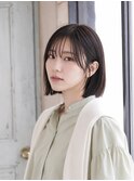 ワンレン×ナチュラルボブ×ダークブルー30代40代丸顔面長池袋
