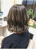 グレージュ×ボブ×ハイライト