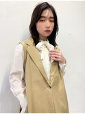 〇トレンドクアンクヘア くびれミディ ダークブラウン
