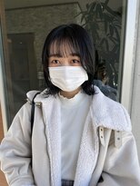 アチーブ ヘア デザイン(achieve hair design) 切りっぱなし外ハネボブ シースルーバング 透け感透明感暗髪黒髪