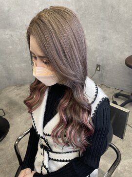 シェイロ(Cielro) 《白髪ぼかし》ミルクティー×イヤリングエクステ》