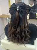 編み込みハーフアップ