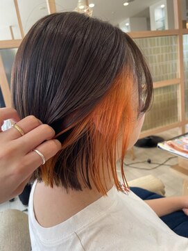 アドラーブル 長岡リップス旭岡店(adorable) 20代30代40代大人インナーカラー耳掛け切りっぱなし大人ボブ