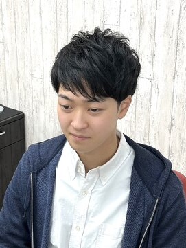 バーバー タカバタ 福井(Barber TAKABATA) メンズカット/ブルーブラック/フェザーパーマ/サーフカール