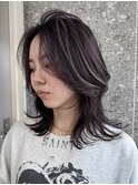 ハッシュカットハッシュボブバタフライカットヘーゼルベージュ