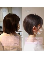 髪質改善と縮毛矯正の専門店 サンティエ(scintiller)&nbsp;大人可愛い20代30代40代小顔ワンサイドショートボブ丸み前下がり