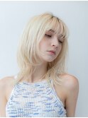 レイヤーボブくびれレイヤーミディアムレイヤーハイトーン艶髪