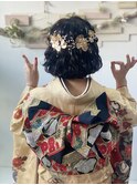 ミディアムさんのお振袖でゆるふわハーフアップ