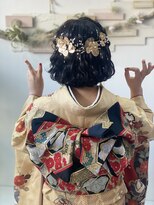 ミディアムさんのお振袖でゆるふわハーフアップ