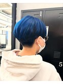 ダブルカラー×クリアブルー マッシュ