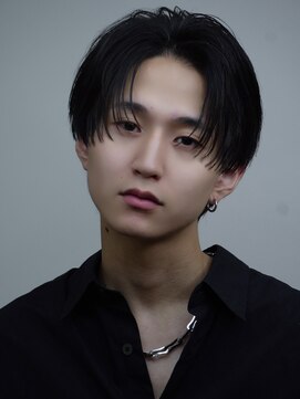 ゴールド 京都 三条(GOALD) ブルーブラックフェザーパーマ刈り上げセンターパート