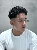 MEN'S/オールバックパーマ×フェード/短髪/男髪/