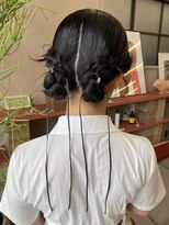フェンヘアーアイス 中目黒(Fen.hair ici)&nbsp;お呼ばれヘアお団子ツインヘアアレンジ結婚式参列
