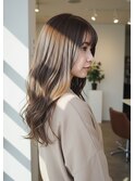 レイヤーロングベージュ20代30代40代くびれエクステ韓国ヘア