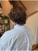 マッシュウルフパーマ×ベージュブラウン